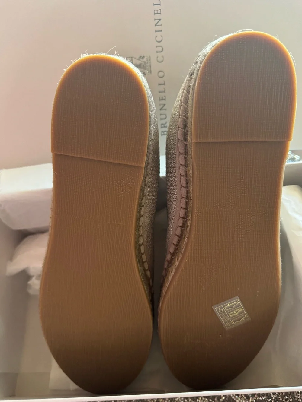 Brunello Cucinelli Monili-Trim Flat Espadrilles, NWT, In BoX +Dust Bag $1082MSRP